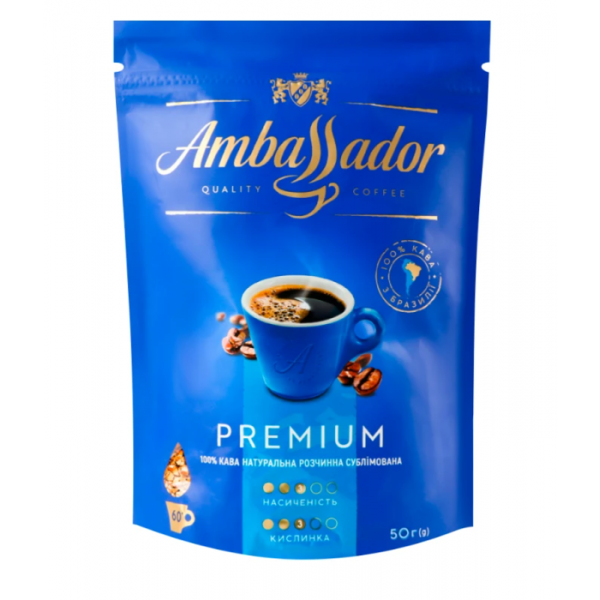 Кава Ambassador Premium розчинна 50г Кава Ambassador Premium розчинна 50г